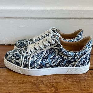 Christian Louboutin satin, printed sneakers